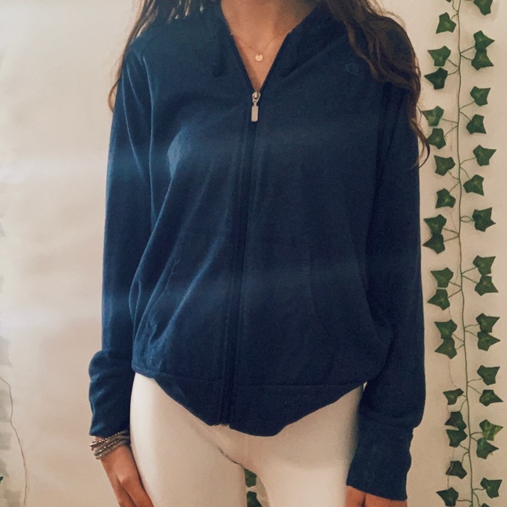 ☆champion navy blue zip up!